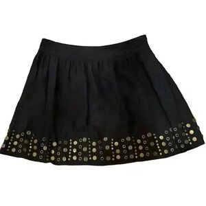 Central Park West Women's Black 100% Silk Studded Mini Skirt